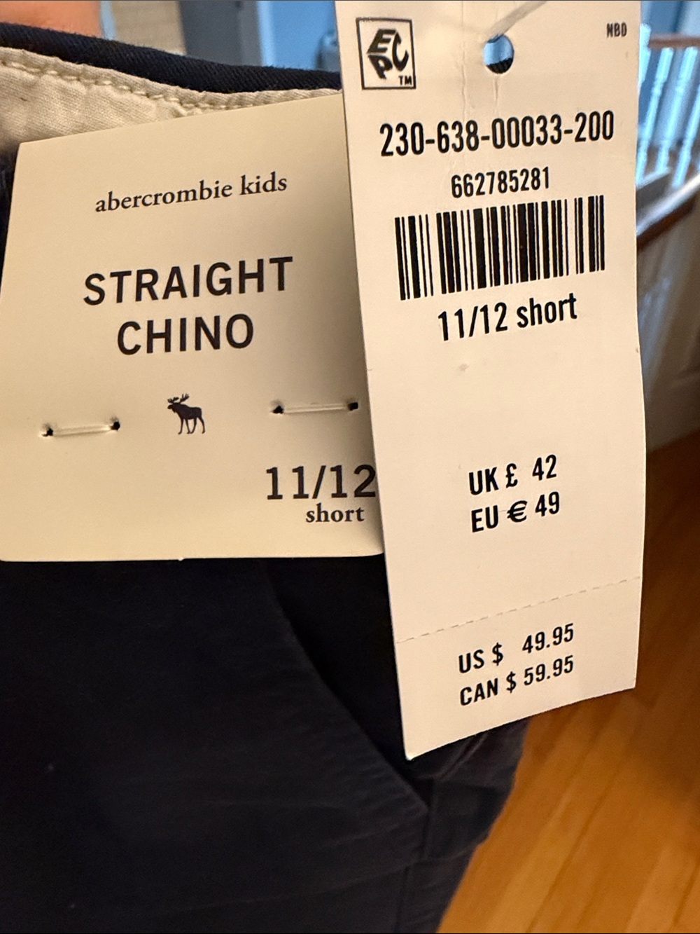 abercrombie kids navy straight chino pants